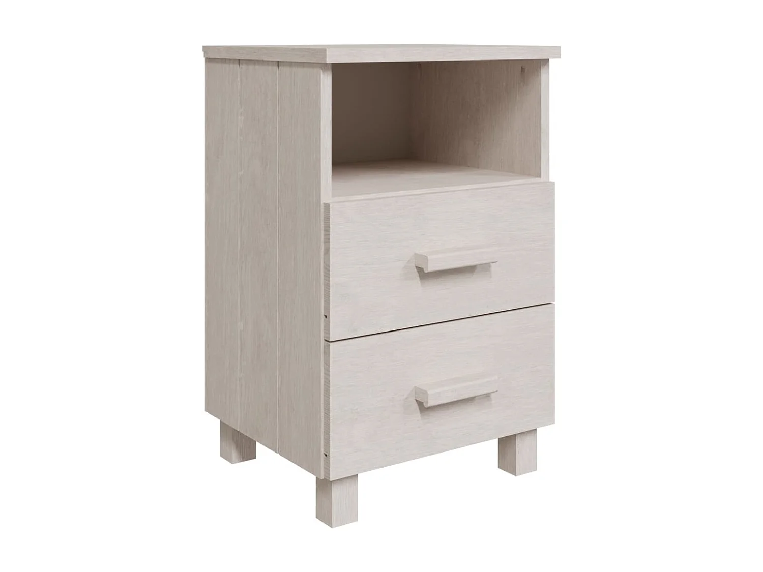Nachttische-Beistelltisch-Nachttischkommode HAMAR 2 Stk. Weiß 40x35x62 cm Massivholz SHL31556
