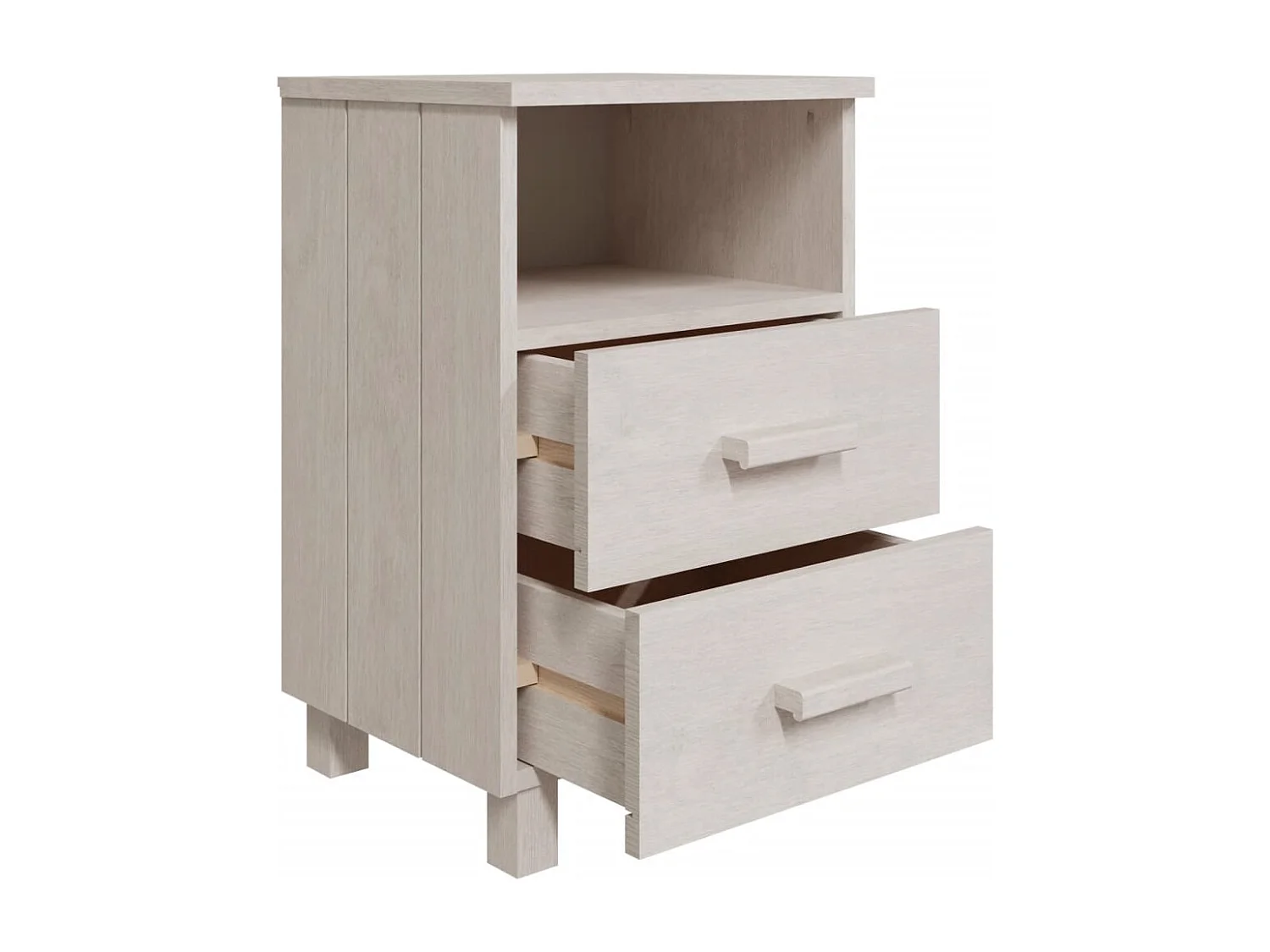 Nachttische-Beistelltisch-Nachttischkommode HAMAR 2 Stk. Weiß 40x35x62 cm Massivholz SHL31556