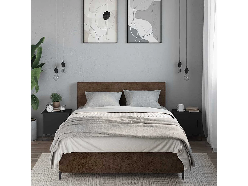 Nachttisch 2er Set-Beistelltisch-Nachttischkommode Schwarz 40x30x40 cm Holzwerkstoff SHL95552