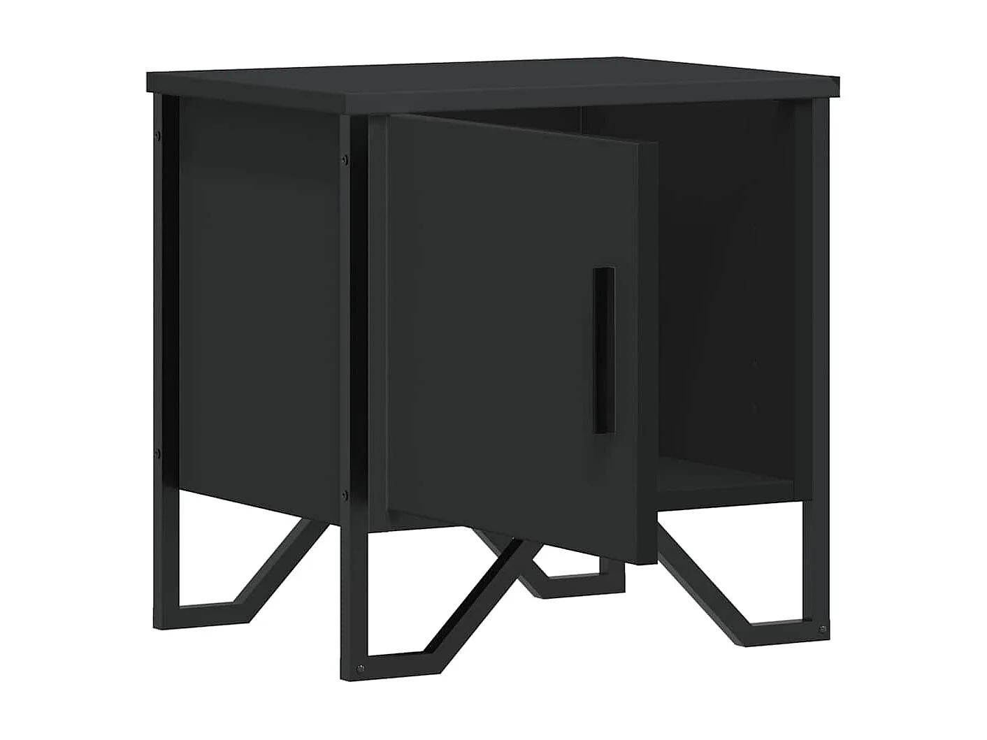 Nachttisch 2er Set-Beistelltisch-Nachttischkommode Schwarz 40x30x40 cm Holzwerkstoff SHL95552