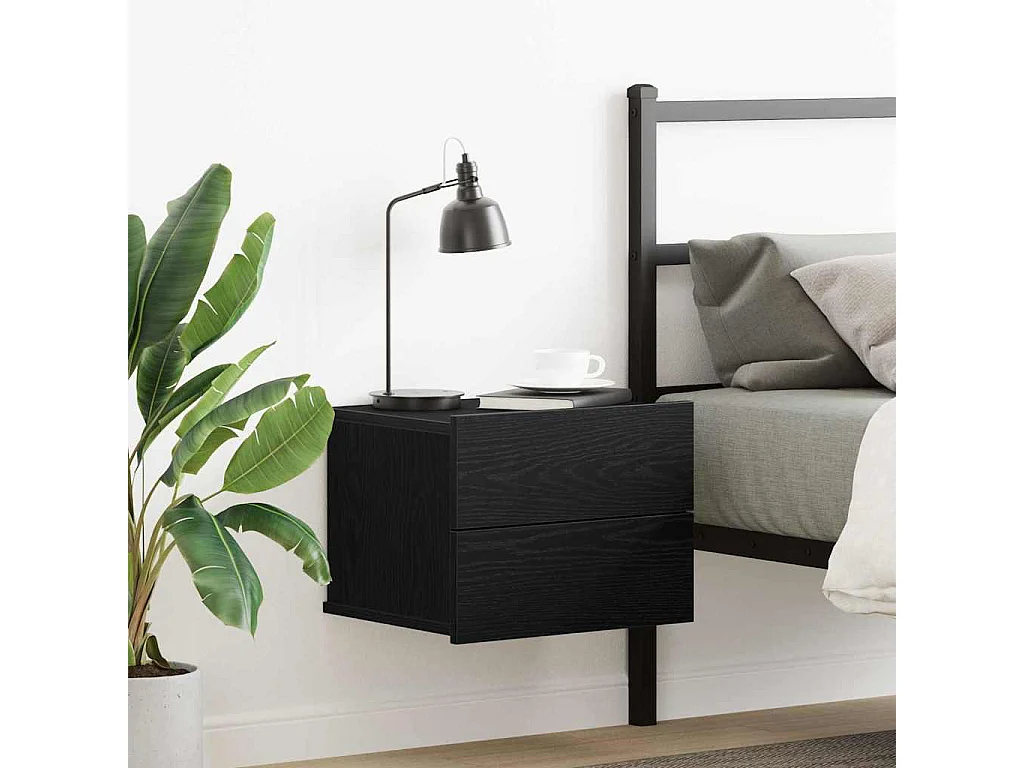 Mesa de Cabeceira | Criado-mudo Moderno com gaveta Carvalho preto 40x30x30 cm