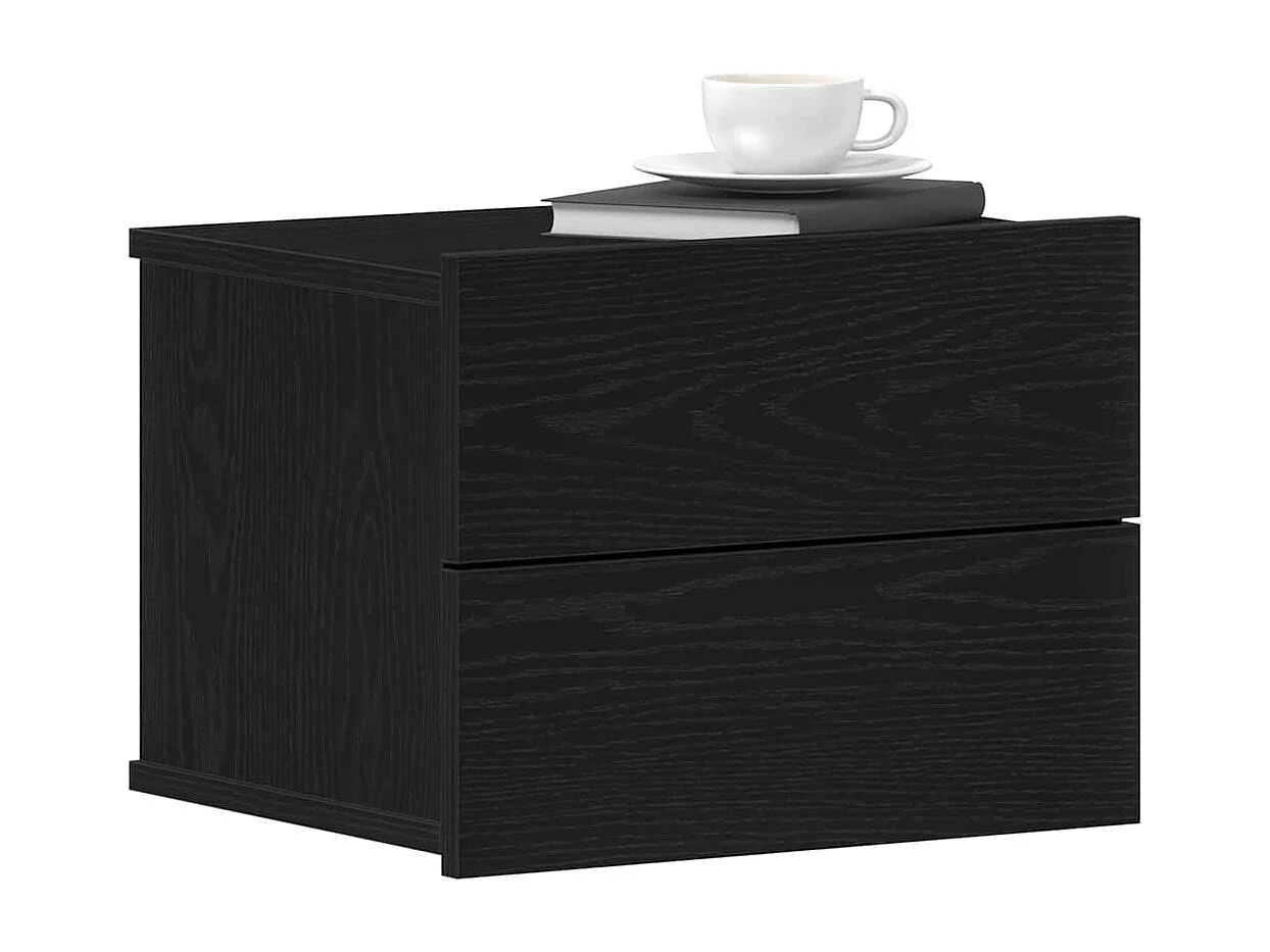 Mesa de Cabeceira | Criado-mudo Moderno com gaveta Carvalho preto 40x30x30 cm