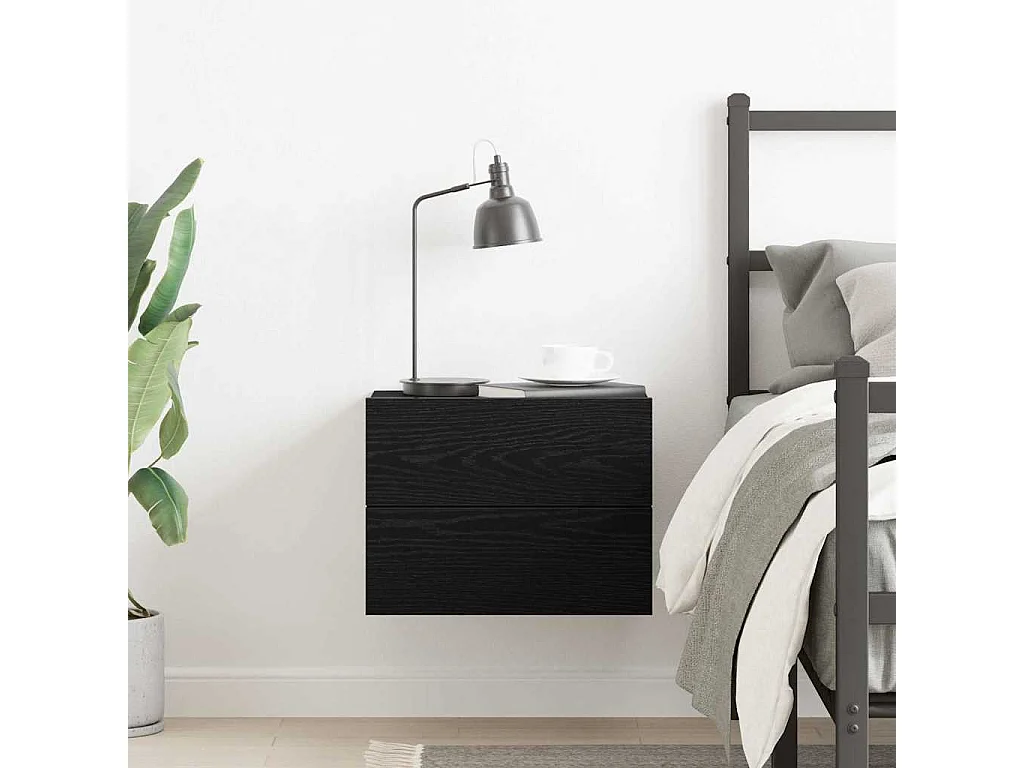 Mesa de Cabeceira | Criado-mudo Moderno com gaveta Carvalho preto 40x30x30 cm