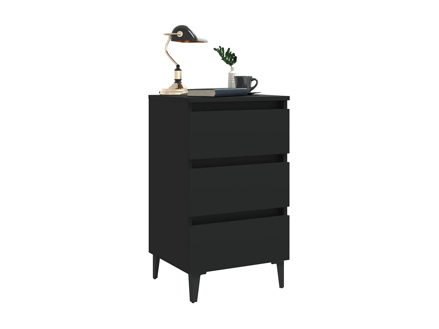 Table de chevet-Petite Table d'appoint avec pieds en métal noir 40x35x69 cm