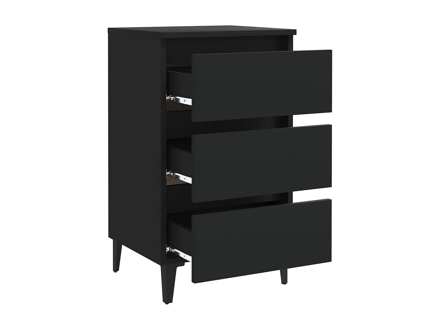 Nachttisch-Beistelltisch mit Metallbeinen Schwarz 40x35x69 cm SHL66340