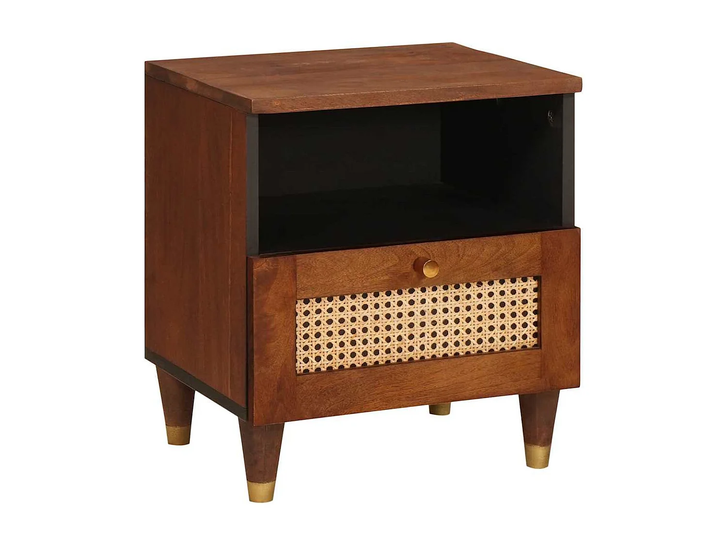 Nachttisch-Beistelltisch Braun 40 x 33 x 46 cm Massivholz Akazie SHL25077