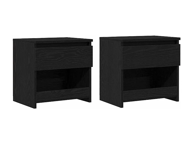 Mesita de Noche | Armario de Noche 2 uds con cajón Roble Negro 40x30x39 cm