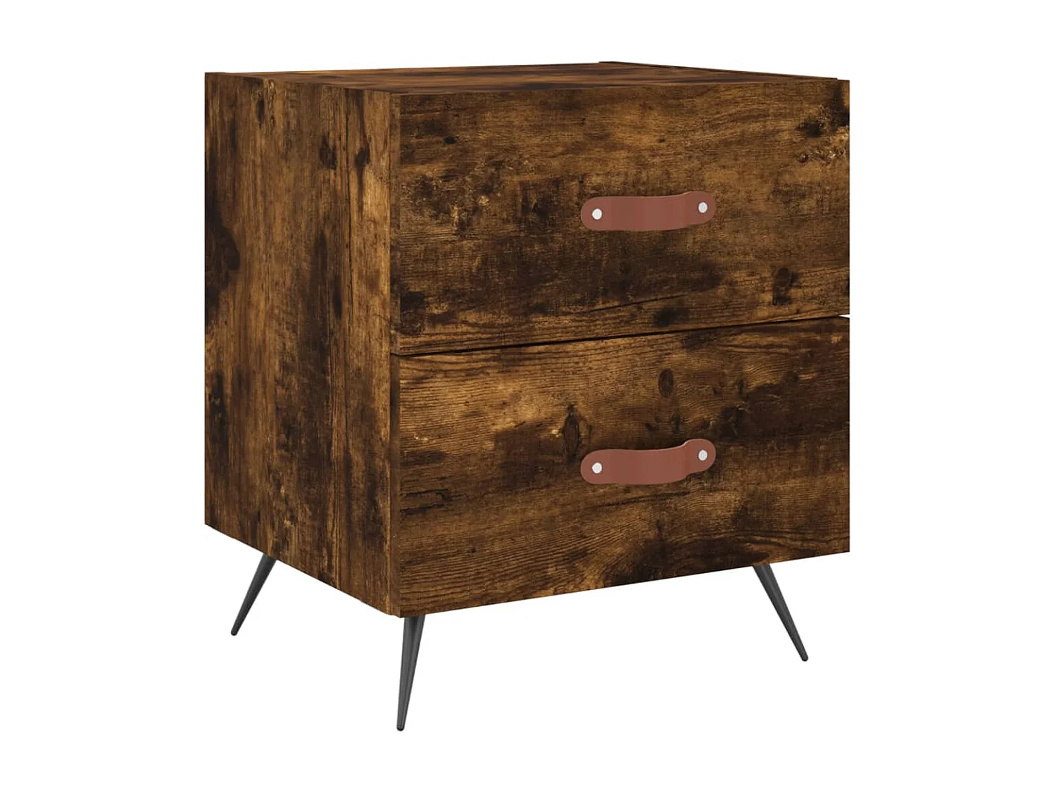 Mesita de noche | Mesilla de noche 2 uds. madera ingeniería roble ahumado 40x35x47,5cm