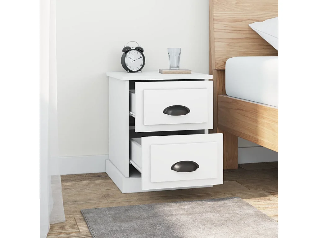 Mesita de noche | Mesilla de noche madera contrachapada blanco 39x39x47,5 cm