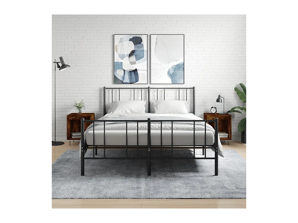 Pack de 2 Mesitas de noche | Mesilla de noche madera ingeniería roble ahumado 40x35x50 cm