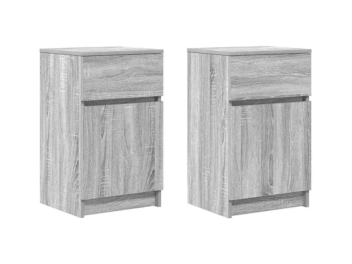 Mesitas de noche | Mesilla de noche 2 uds madera contrachapada gris 39x35x65 cm