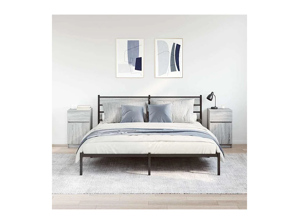 Mesitas de noche | Mesilla de noche 2 uds madera contrachapada gris 39x35x65 cm