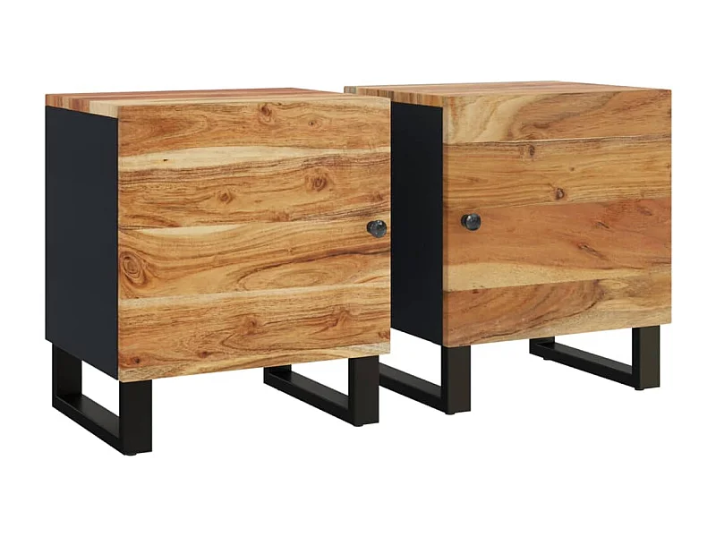 Comodini 2 pz | Tavolino da notte 40x33x46 cm in Legno Massello di Acacia SHL1209