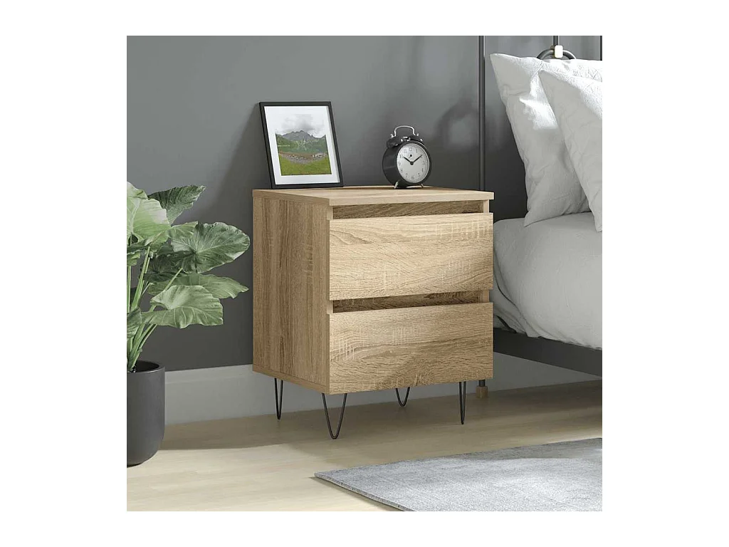 Mesita de noche | Mesilla de noche madera de ingeniería roble Sonoma 40x35x50 cm
