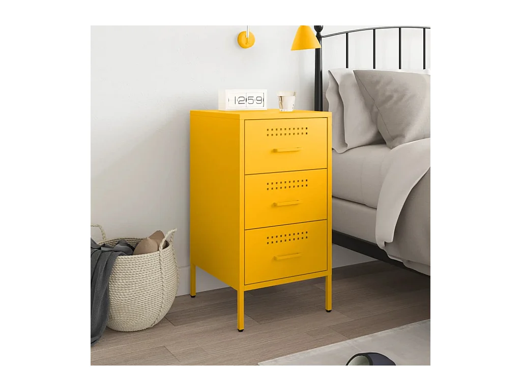 Mesita de noche | Mesilla de noche acero amarillo mostaza 36x39x68 cm