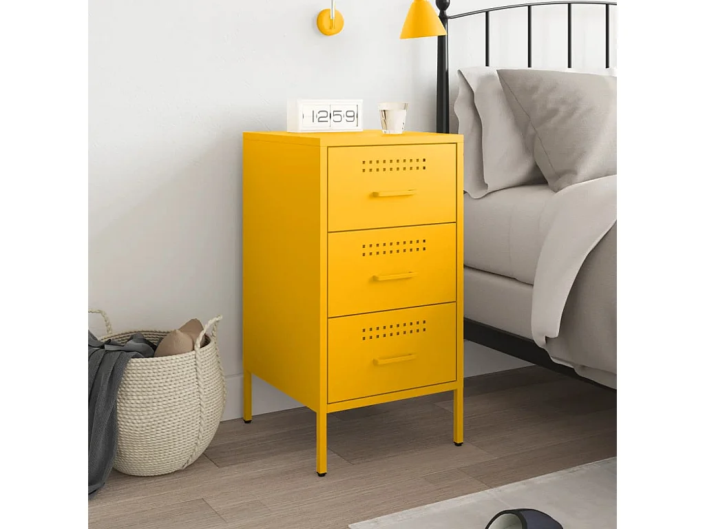 Nachttisch-Beistelltisch-Nachtschrank Senfgelb 36x39x68 cm Stahl SHL54686