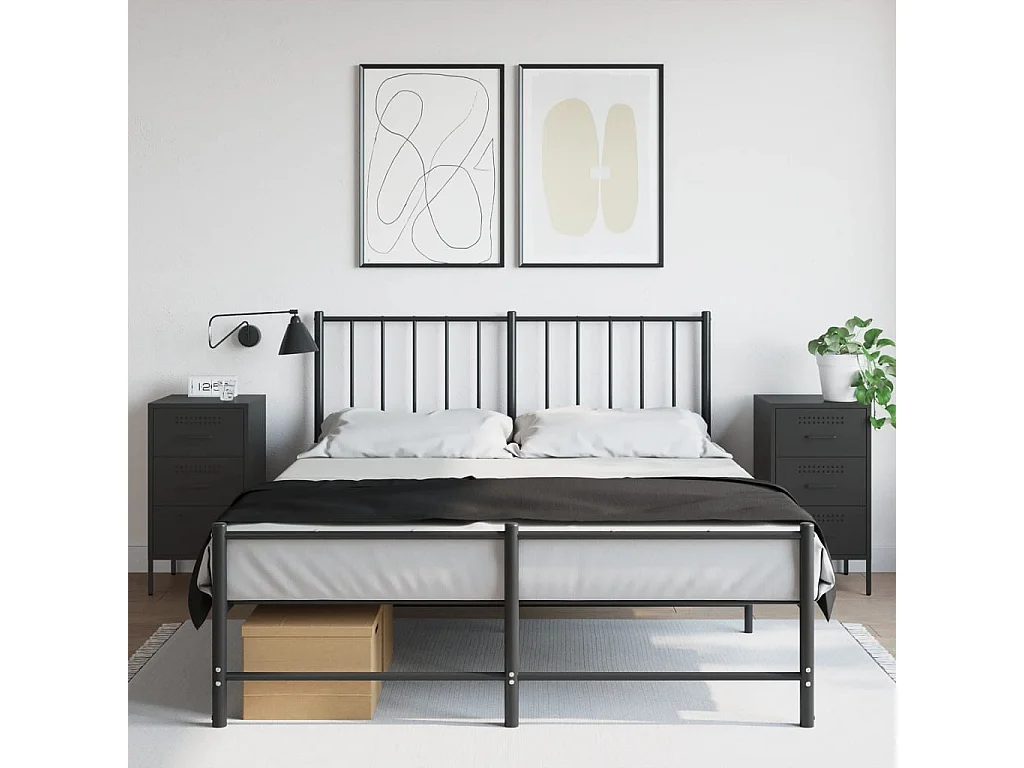 Nachttisch 2er Set-Beistelltisch-Nachttischkommode Schwarz 36x39x68 cm Stahl SHL64216