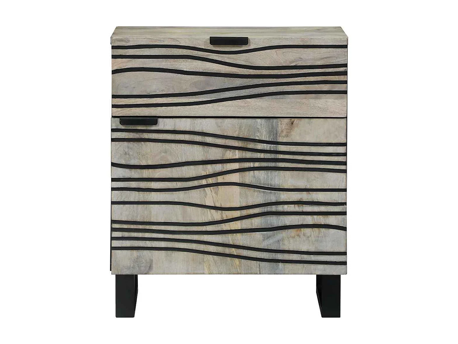 Nachttisch-Beistelltisch Weiß und Schwarz 50 x 33 x 60 cm Massivholz Akazie SHL79495