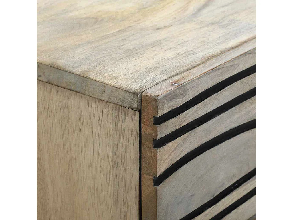 Nachttisch-Beistelltisch Weiß und Schwarz 50 x 33 x 60 cm Massivholz Akazie SHL79495