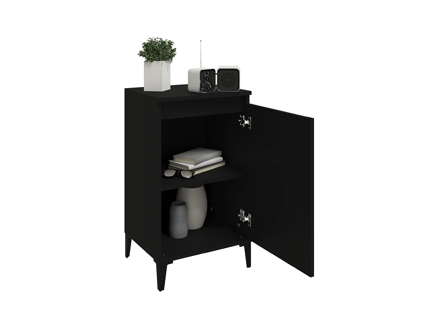 Mesitas de noche | Mesilla de noche 2 uds madera contrachapada negro 40x35x70 cm