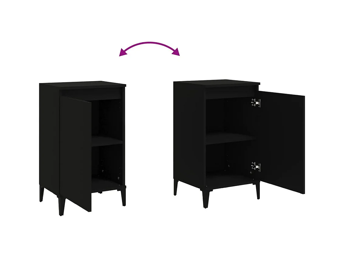 Mesitas de noche | Mesilla de noche 2 uds madera contrachapada negro 40x35x70 cm