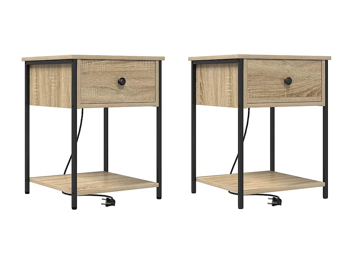 Nachttisch 2er Set-Beistelltisch Sonoma-Eiche 42 x 41 x 56 cm Holzwerkstoff SHL98613