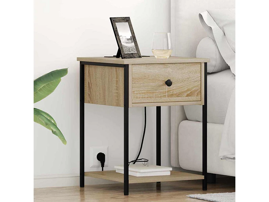 Nachttisch 2er Set-Beistelltisch Sonoma-Eiche 42 x 41 x 56 cm Holzwerkstoff SHL98613