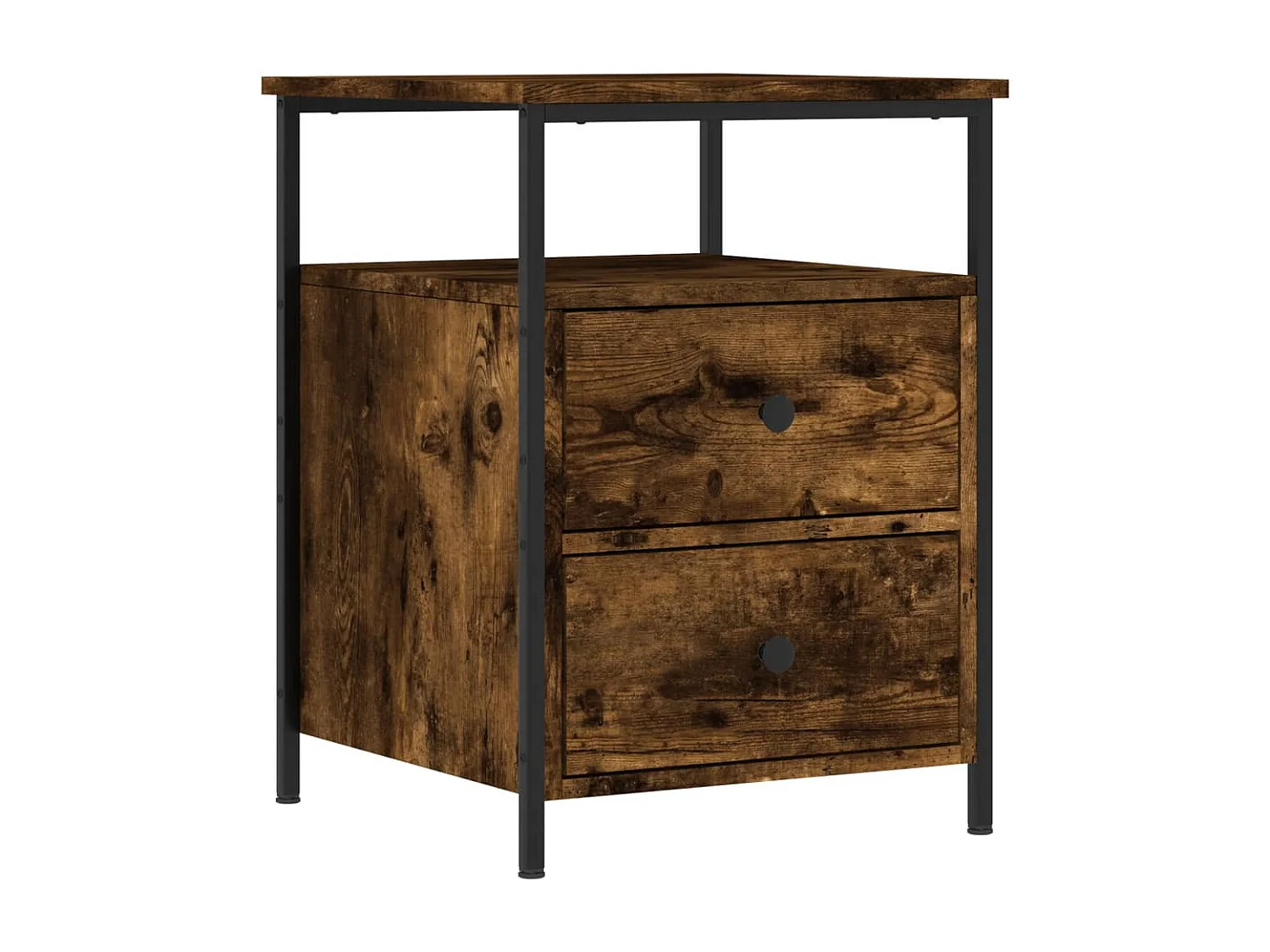 Nachttisch 2er Set-Beistelltisch-Nachttischkommode Räuchereiche 44x45x60 cm Holzwerkstoff SHL71902