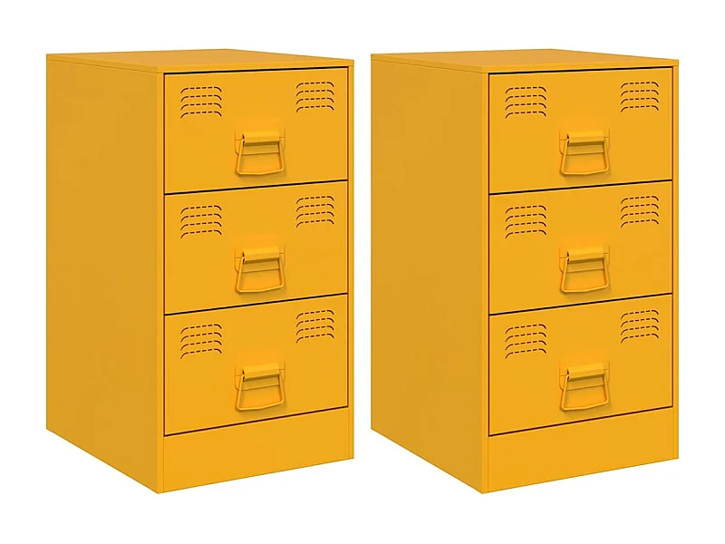 Nachttisch 2er Set-Beistelltisch-Nachttischkommode Senfgelb 34,5x39x62 cm Stahl SHL57615