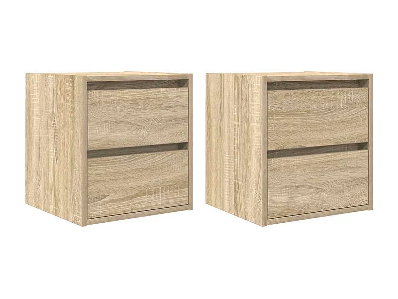 Mesillas de noche | Mesita de noche de pared 2 uds roble Sonoma 38x34x40 cm