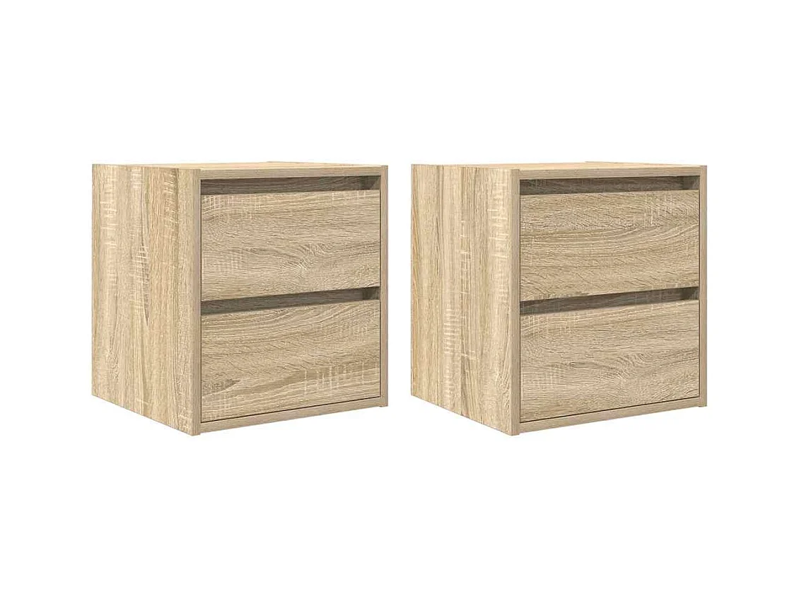 Mesillas de noche | Mesita de noche de pared 2 uds roble Sonoma 38x34x40 cm