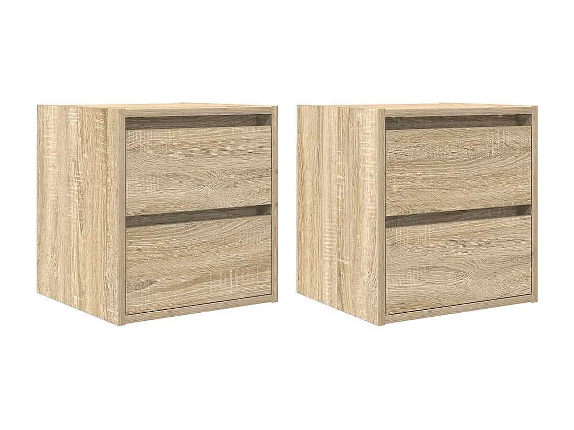 Nachttisch hängend 2er Set | Wand-Nachttische Sonoma-Eiche 38x34x40 cm SHL67518