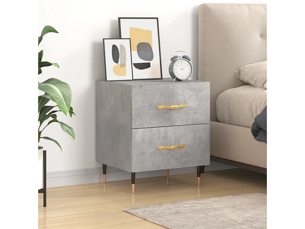 Table de chevet-Table de nuit pour Chambre gris béton 40x35x47,5 cm bois d’ingénierie