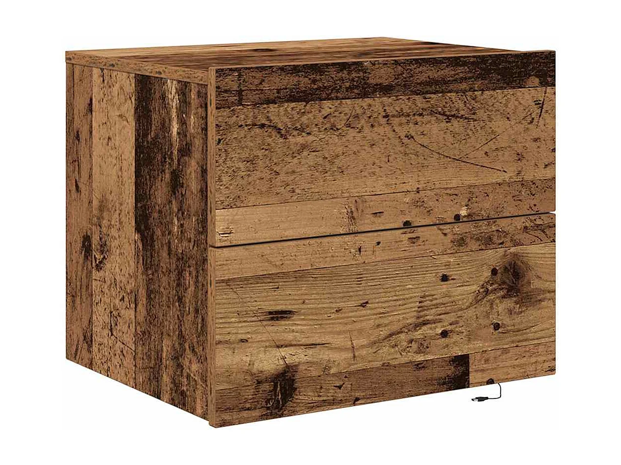 Mesita de Noche | Armario de Noche montado en la pared 2 uds. Madera vieja