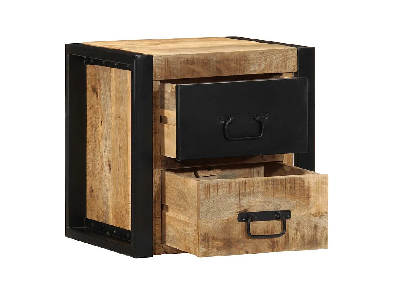 Mesitas de noche | Mesilla de noche 2 uds 40x35x40 cm madera maciza rugosa mango