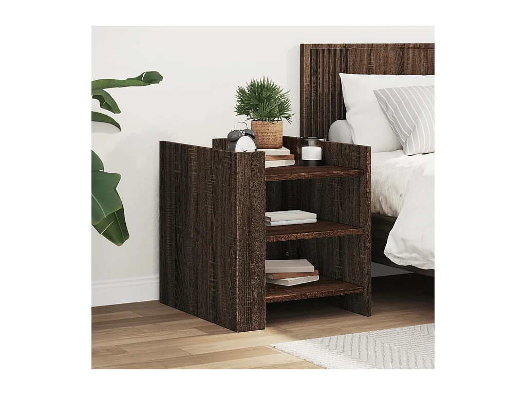 Table de chevet-Table d'appoint Compartiments ouverts chêne marron 45x50x50 cm bois d’ingénierie