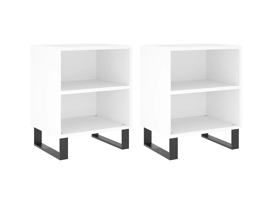 Mesitas de noche | Mesilla de noche 2 uds madera de ingeniería blanco 40x30x50 cm