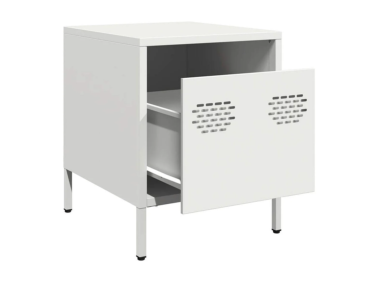 Nachttisch 2er Set-Beistelltisch-Nachttischkommode Weiß 35x39x43,5 cm Stahl SHL56347