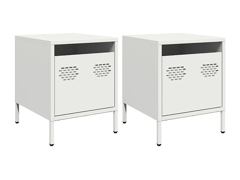 Tables de chevet Lot de 2 avec rangement blanc 35x39x43,5 cm acier