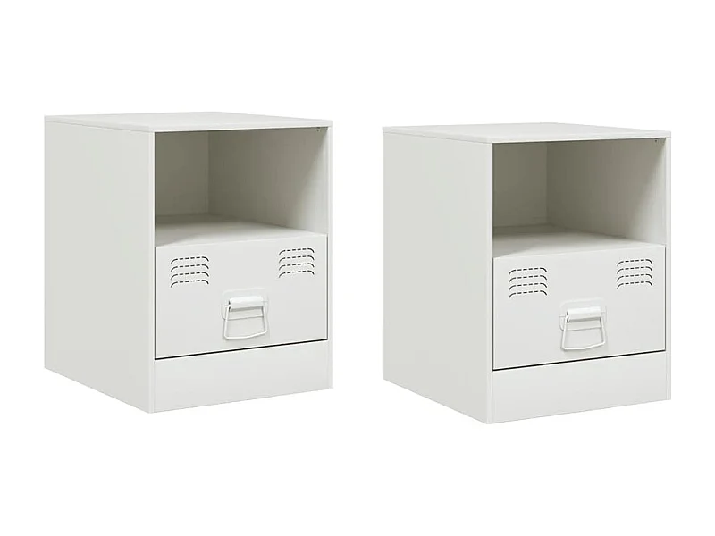 Tables de chevet lot de 2 avec tiroirs blanc 34,5x39x44 cm acier