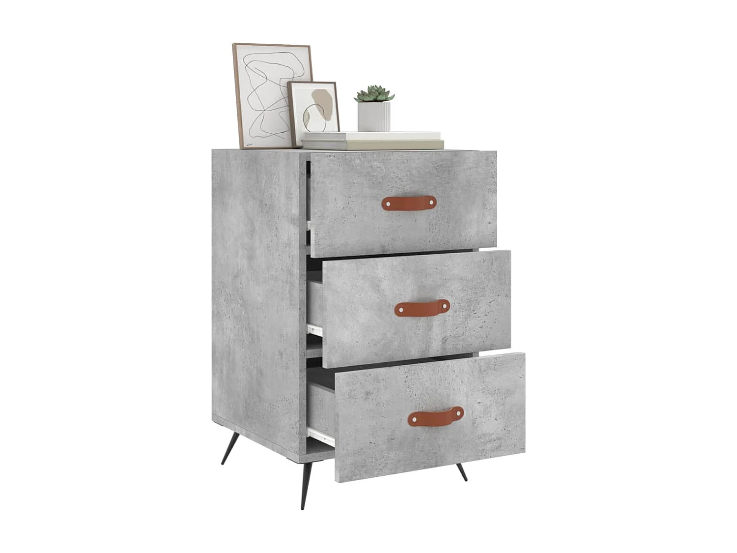 Nachttisch-Beistelltisch Betongrau 40x40x66 cm Holzwerkstoff SHL46370