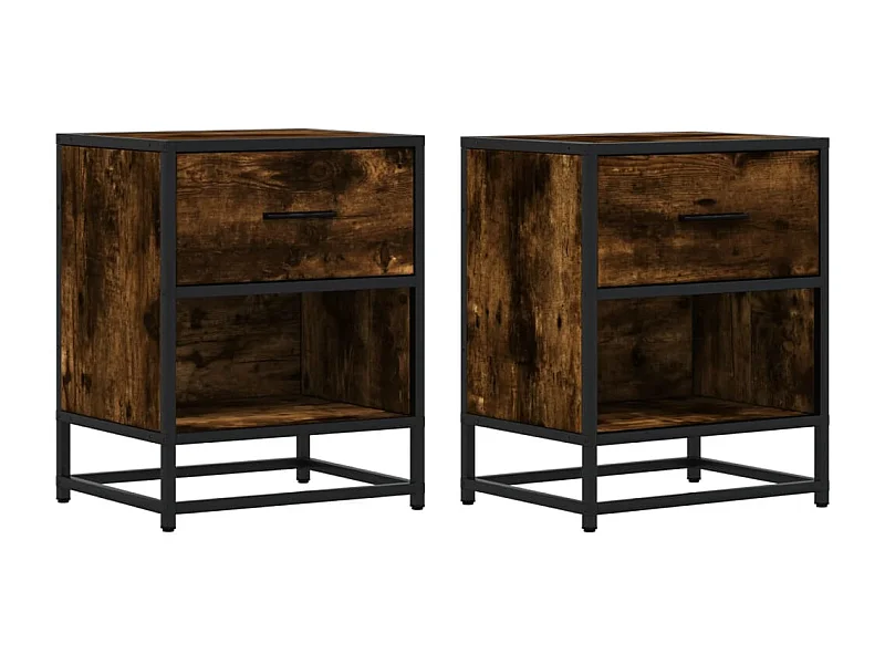 Tables de chevet Lot de 2 avec rangement chêne fumé 40x31x50 cm bois ingénierie