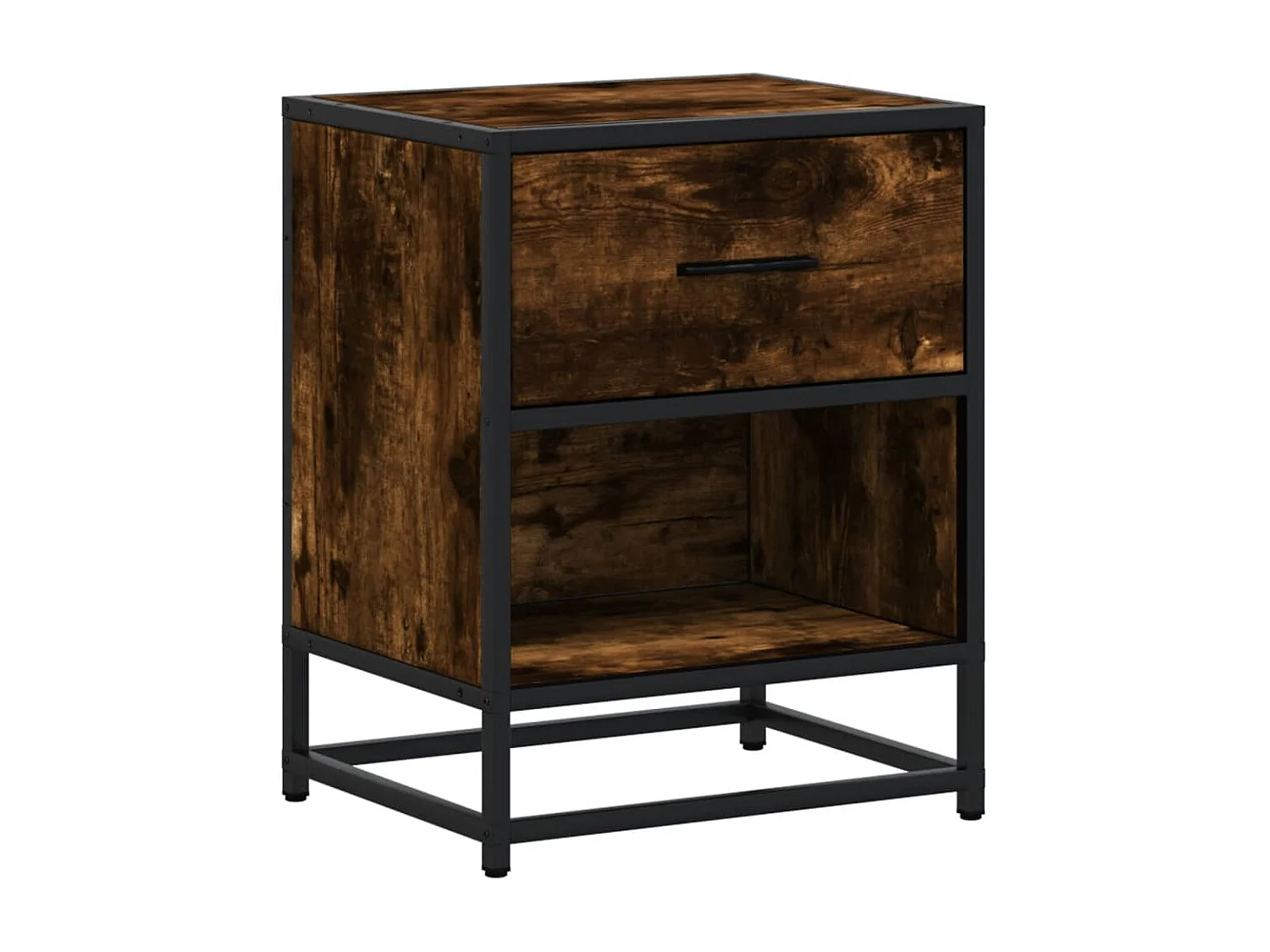 Nachttisch 2er Set-Beistelltisch-Nachttischkommode Räuchereiche 40x31x50 cm Holzwerkstoff SHL33424