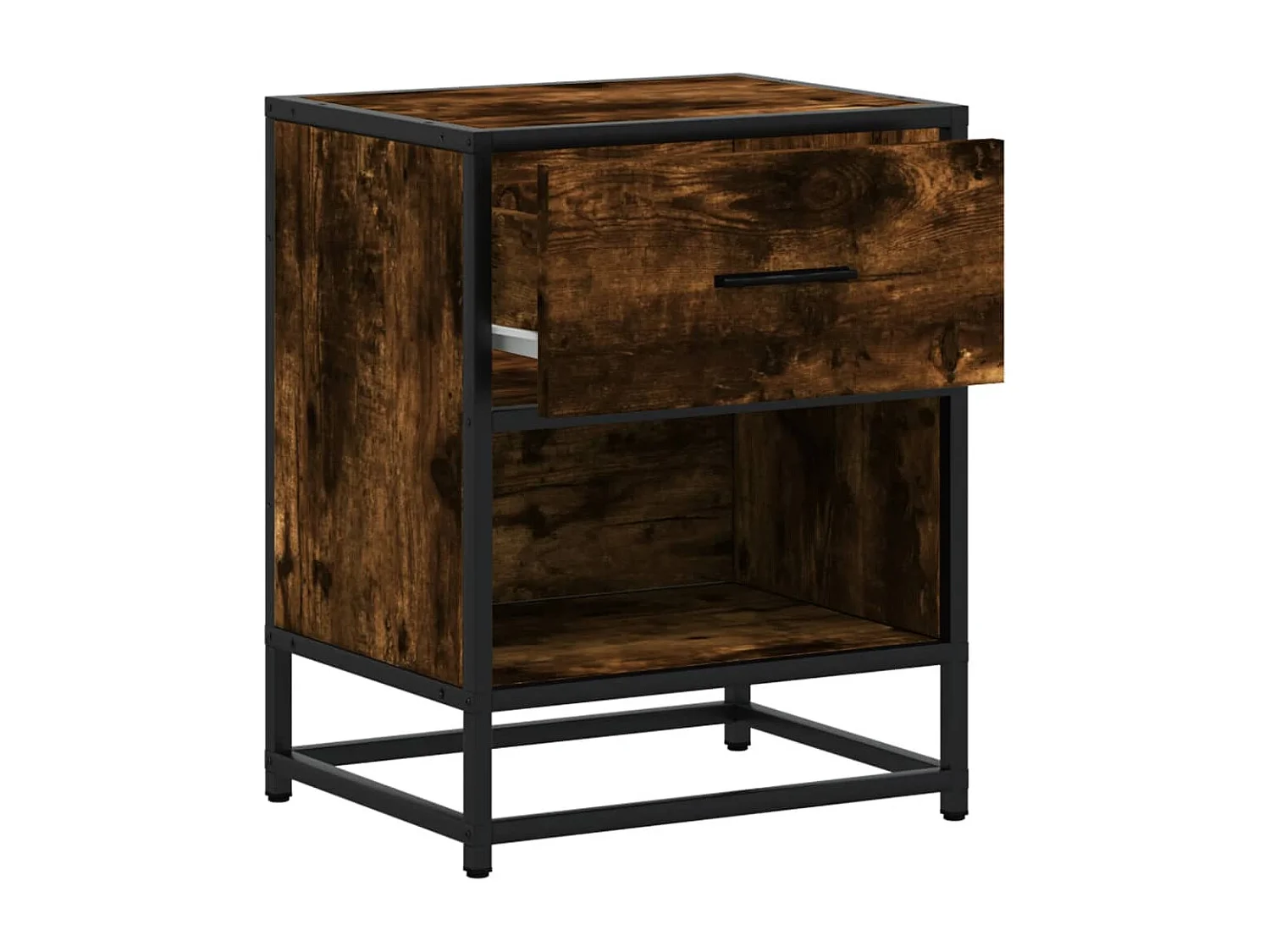 Nachttisch 2er Set-Beistelltisch-Nachttischkommode Räuchereiche 40x31x50 cm Holzwerkstoff SHL33424