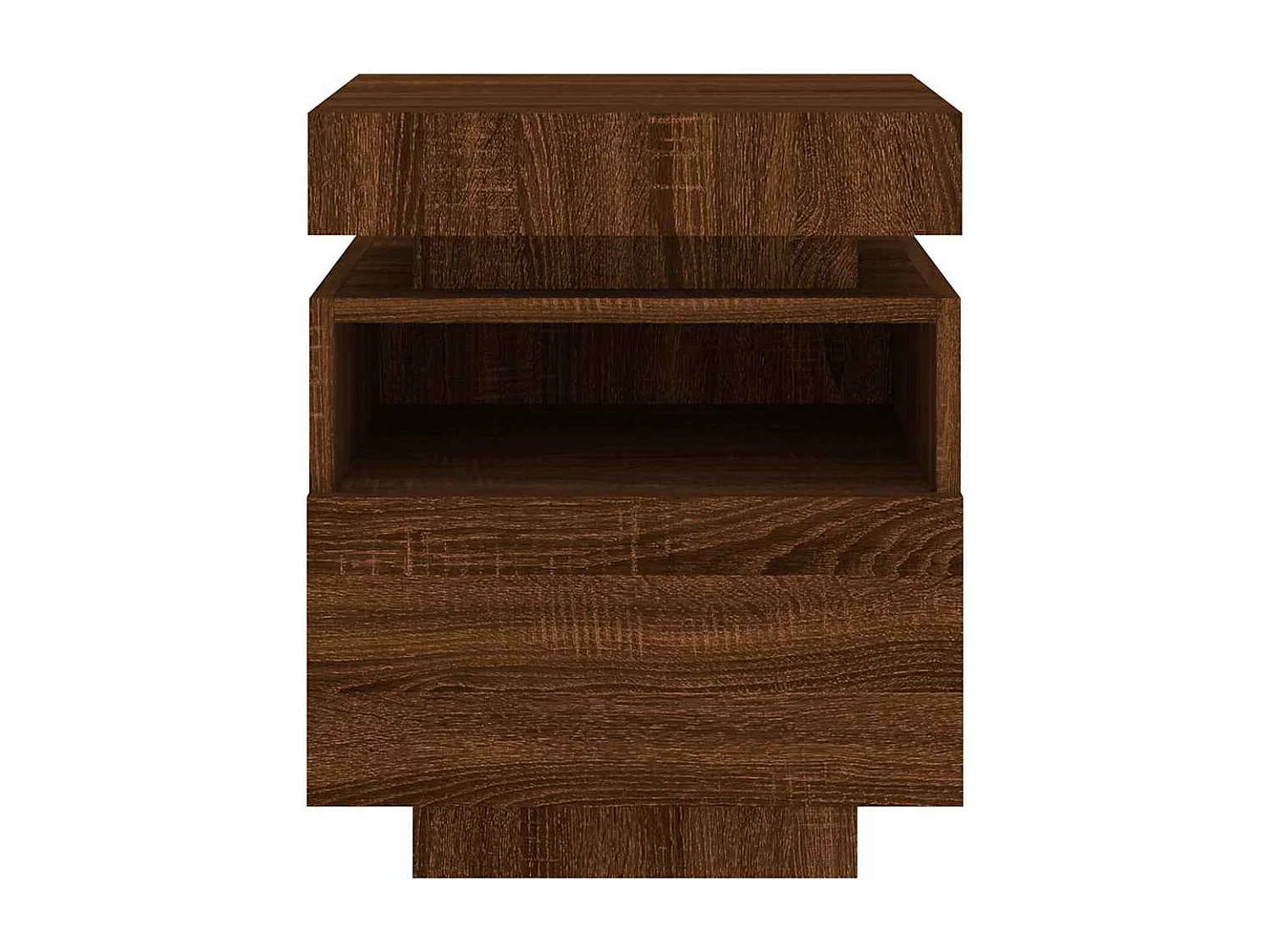 Nachttische mit LED-Leuchten 2er Set | Beistelltisch Braun Eiche 40x39x48,5 cm SHL75009