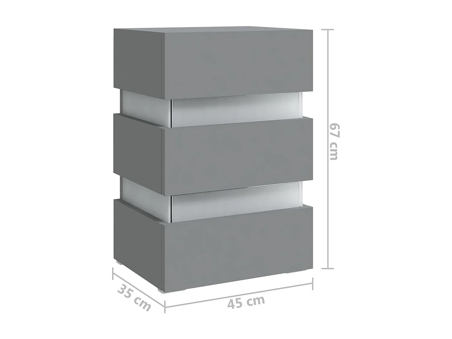Mesita de noche | Mesilla de noche luz LED madera de ingeniería gris 45x35x67 cm