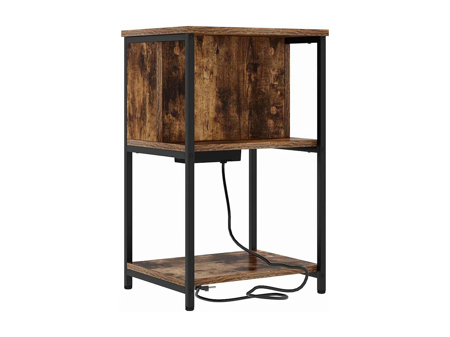 Mesa de Noche | Mesa auxiliar | Mesita de noche con estante Roble ahumado 40x40x61 cm