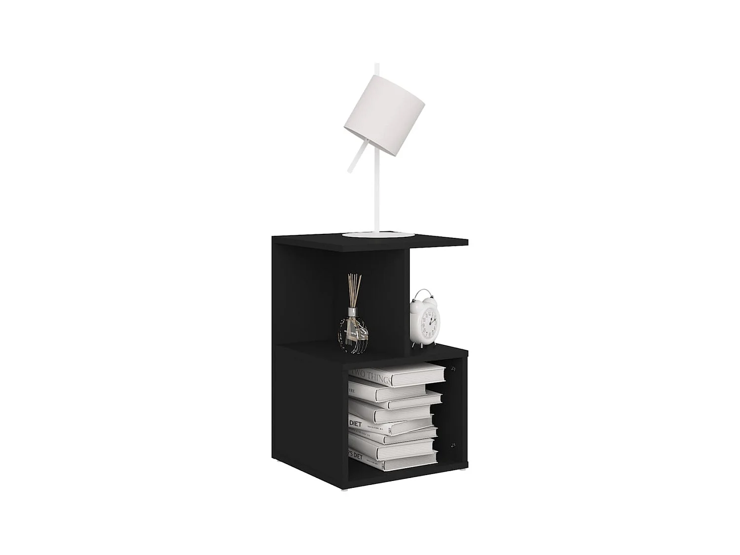 Mesita de noche | Mesilla de noche madera contrachapada negro 35x35x55 cm