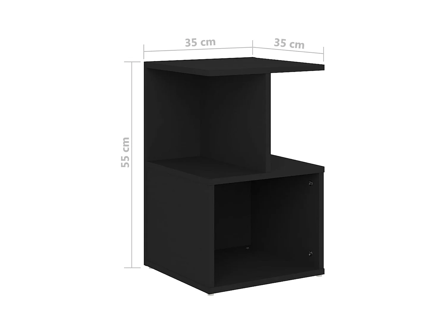 Mesita de noche | Mesilla de noche madera contrachapada negro 35x35x55 cm