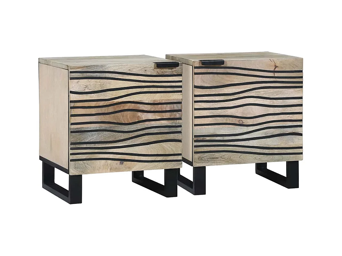 Mesas de noche | Mesa auxiliar | Mesita de noche 2 uds. Natural 40x33x46 cm